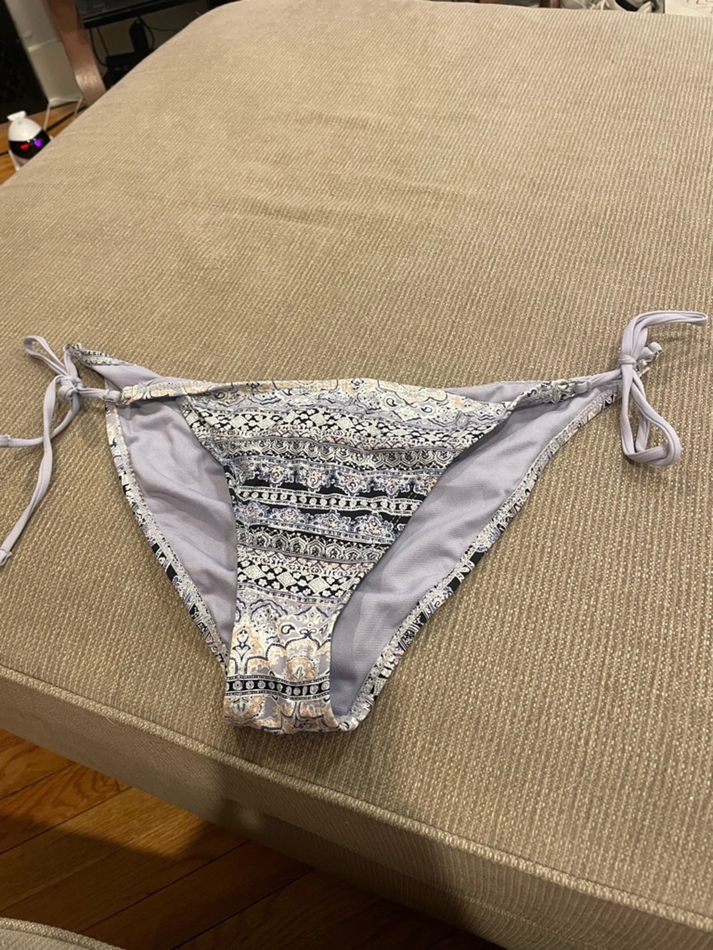 Ambrielle Light Lavender Paisley Tie-Side Bikini Bottom